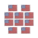 JAPAN 野球 柔道 空手 スポーツ サッカー 日本代表 日本製 tシャツ ワッペン WappenCook 小さい ミニ 国旗 刺繍ワッペン SSS 10枚 セット アイロン接着 サバゲー装備 (アメリカ 星条旗 SSS 10枚 セット)