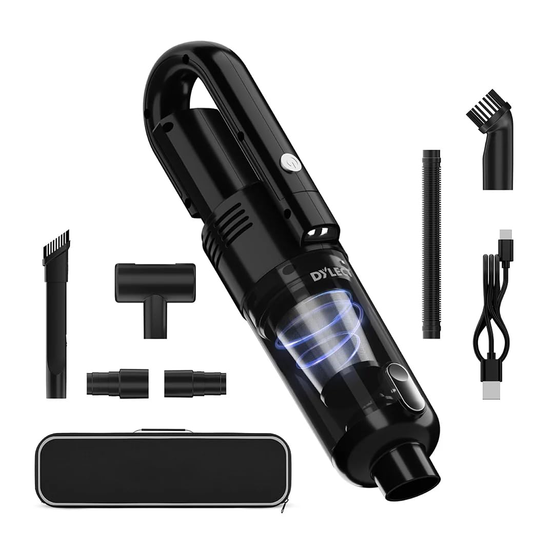 Dylect Wireless Car Vacuum Cleaner: 6000Pa Strong Suction,4000Mah Battery,Fast Type-C Charging,Washable Hepa Steel Filter,Copper Motor,Compact&Lightweight for Dry Use,0.2 Liter