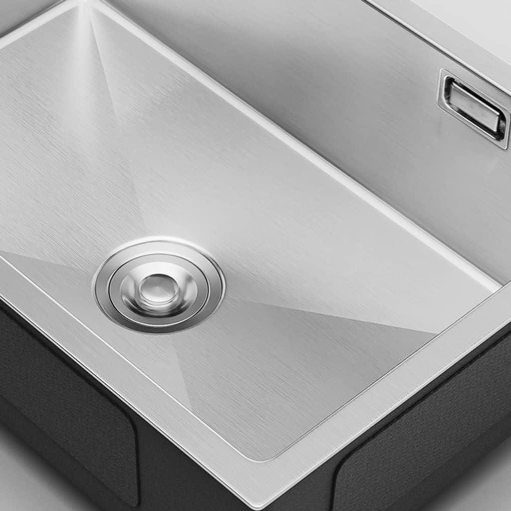 Kitchen Sinks, Sussingle Bowl Kitchen Sink Brushed Bar Prep Sink Rv Sink Laundry Tub for Indoor Outdoor with Faucet & Drain Assembly Drop in or Undermount (A-72 * 45 * 21Cm