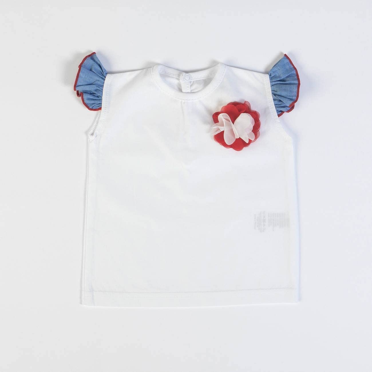 Nene Conjunto a juego para niña recién nacida de verano 3-36 meses camiseta camiseta de camiseta de tul y falda de algodón orgánico blanco azul flor rojo
