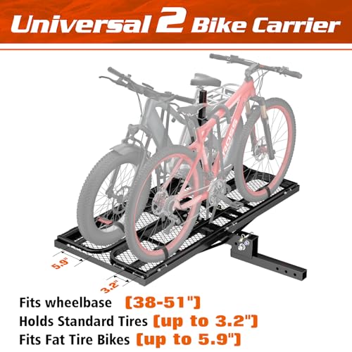 Wildroad Hitch Cargo Carrier with Bike Rack 60″ x 24″ x 14″