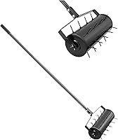 VEVOR 18-Inch Rolling Lawn Aerator with 27 Iron Spikes & Detachable Handle - Heavy-Duty Manual Aerator for Lawns, Gardens & Compacted Soil