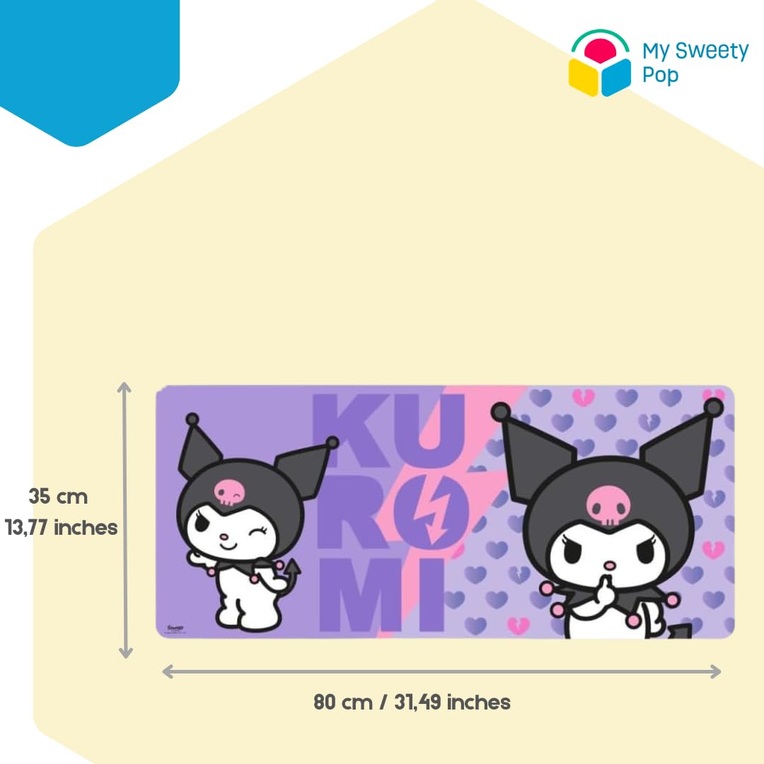 Tappetino per mouse XXL Hello Kitty e Kuromi 80 x 35 cm Antiscivolo Poliestere