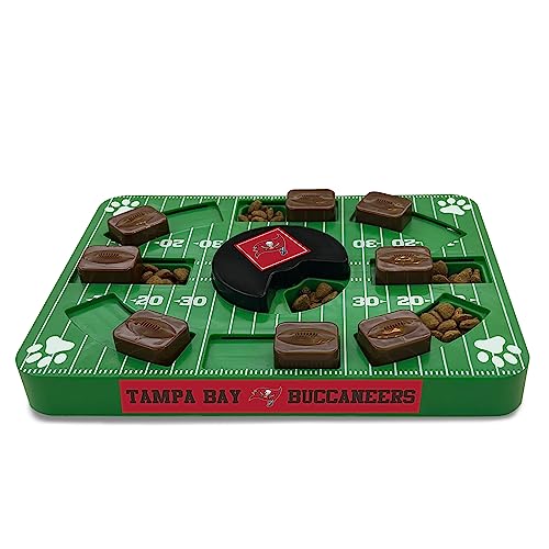 Image of Pets First NFL Tampa Bay Buccaneers Puzzle Toy for Dogs, Slow Feeder Board for Pets, Interactive Doggie Treat Toy