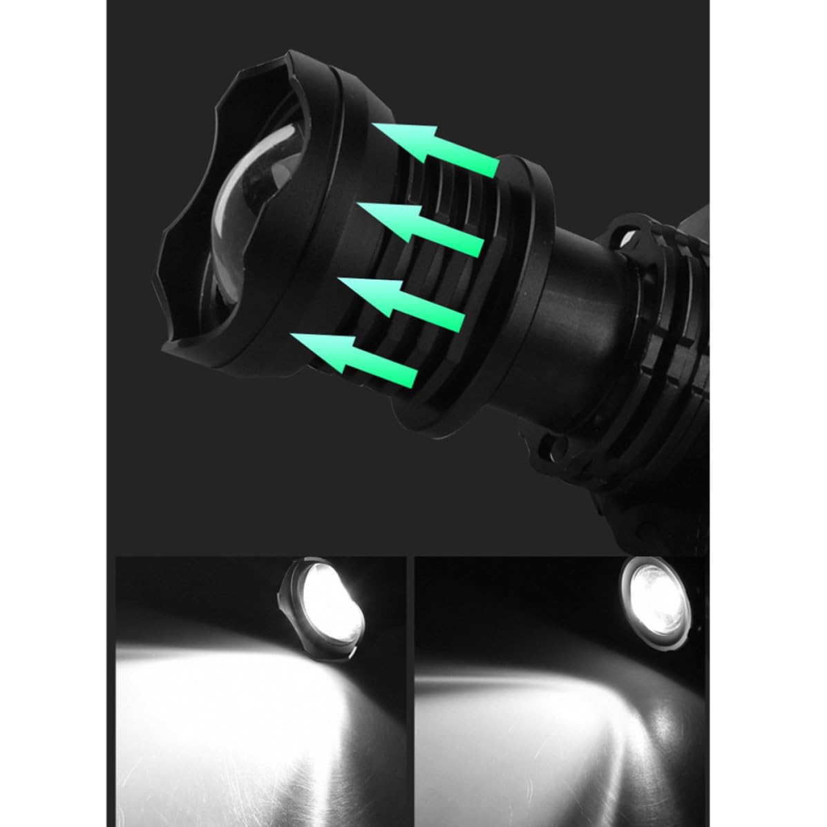 Linterna Frontal LED Recargable USB Zoom Retráctil, 50w, Carcasa de Aleación de Aluminio y Plástico, Adecuado para Actividades al Aire Libre y Ciclismo