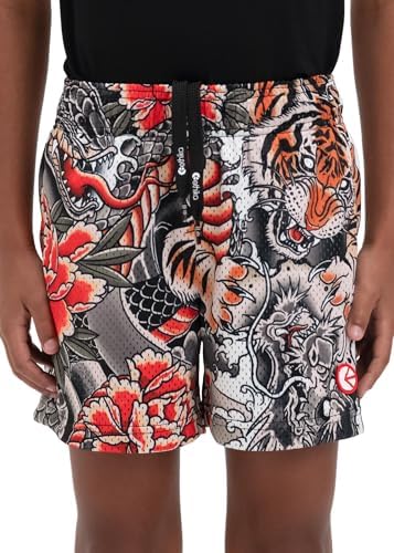 Short de basketball pour homme Ethika Shogun en noir et rouge pour le sport