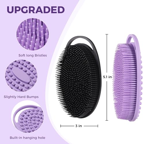 2 Pack Silicone Body Scrubber, Exfoliating Shower Scrubber for All Skin
