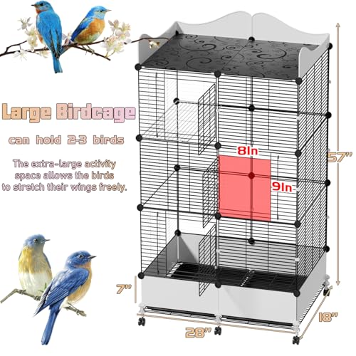 Encrypted Bird Cage Large Bird Cages 57-Inch, Top Storage Space, Bottom Splash Guard with Essential Bird Supplies – Durable & Spacious Aviary – Budgies & Cockatiels - Image 4