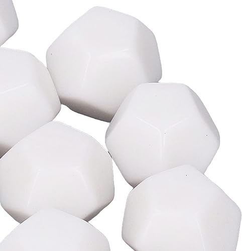 Miniatura 5 de Juego de dados poliédricos de plástico para escribir en enseñanza, 30 unidades, 12 caras, para educación de entretenimiento, 0.9 in, color blanco