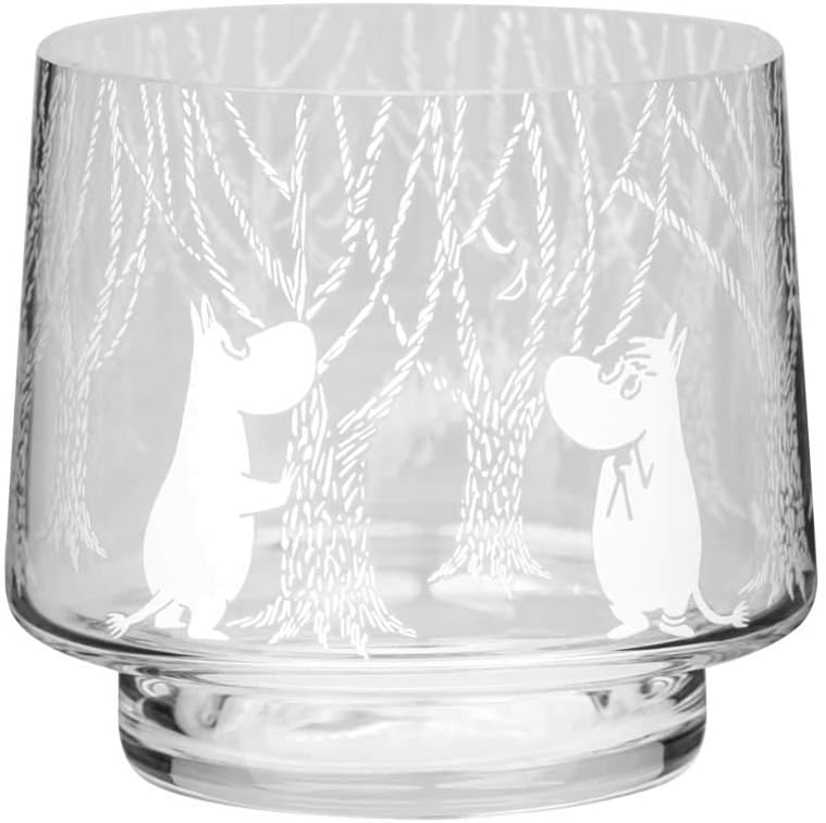 Muurla Moomin In the Woods Tea Light Candle Holder, Handmade Scandinavian Glass Design, For Home Decor & Table Settings (8cm)