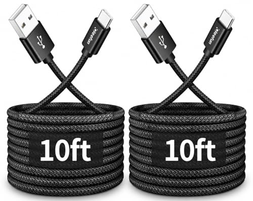 CLEEFUN Long USB C Cable 10ft, 2-Pack USB to USB C Cable, Type C Cable Fast Charge, USB C Charging Cord for iPhone 15 16 Pro Max, Samsung Galaxy S24 S23 S22 S21 S20 FE Ultra S10 A15 A35 A54