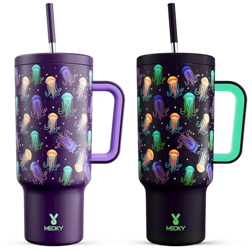 Meoky 40 oz Jellyfish Tumbler with Handle