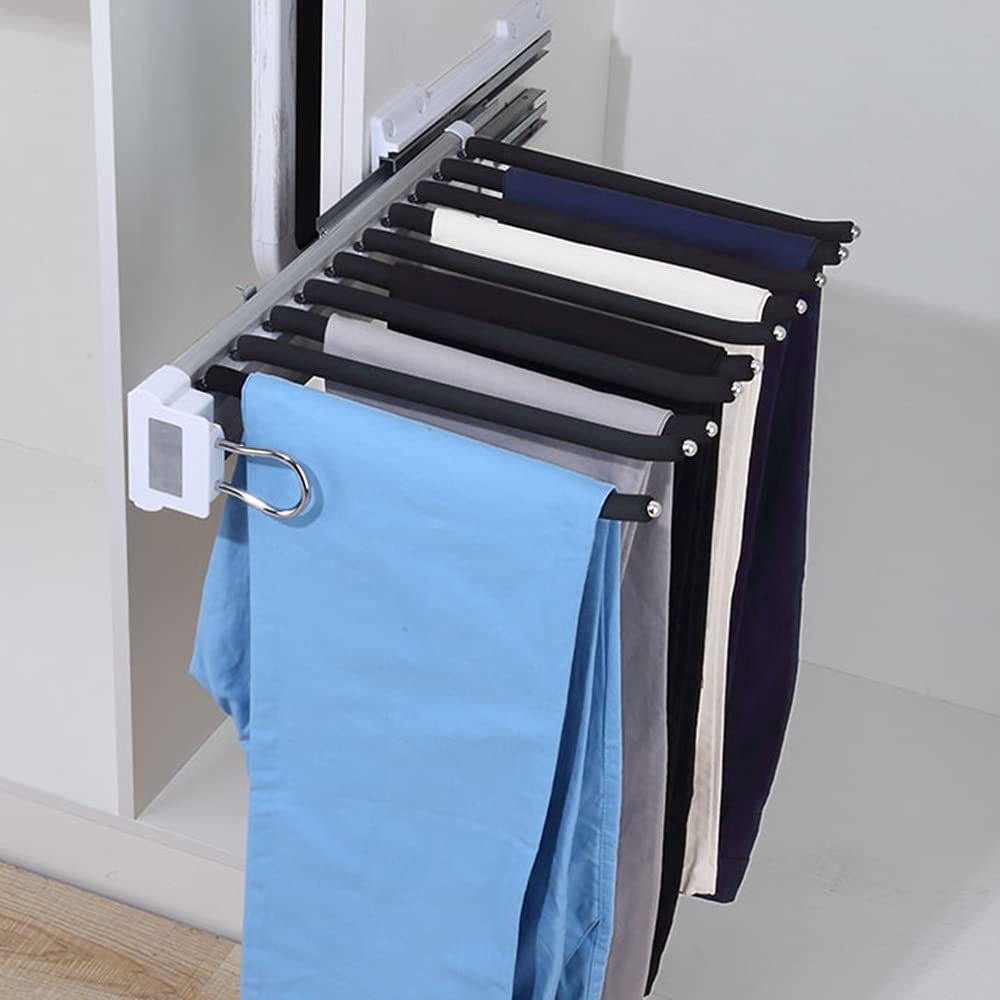 WMYYZYQ Retractable Closet Hanging Rack - Pull Out Pants Hangers & Organizer, Space-Saving Side-Mounted Storage for Towels, Scarves & Accessories - Maximize C,D-60-85CM