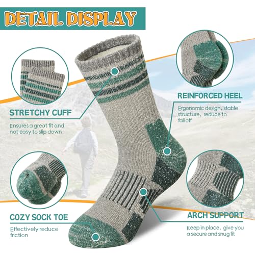 SeeyAN Kids Merino Wool Hiking Socks Boys Girls Thermal Winter Warm Boot Toddlers Thick Cushion Socks 4 Pairs 5