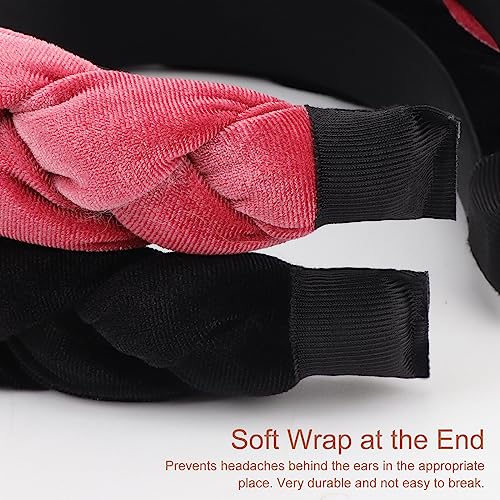 Image of DRESHOW Braided Headbands for Women Velvet Hair Hoop Elastic Criss Cross Hair Bands Accessories