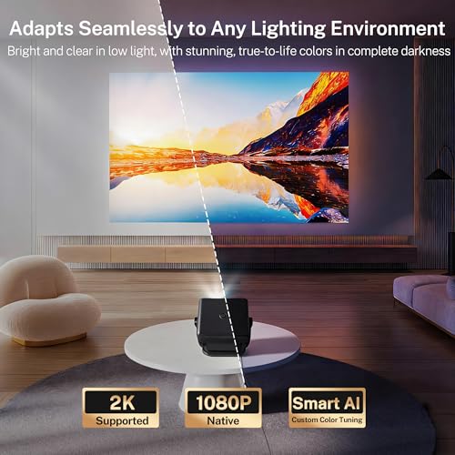 Image of Smart Projector with Netflix, Officially Licensed APP & Native 1080P X6 Pro | 4K Support Mini Projector with WiFi and Bluetooth, Auto Focus & Keystone Voice Assistant HDR10, 360 Rotatable Home Theater