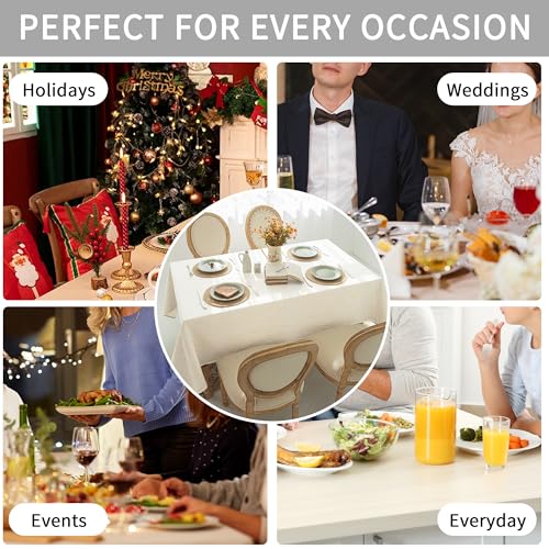 Karseteli Natural Linen Textured Square Tablecloth, Slubby Lightweight Table Cloth 70 x 70 Inch, Water Resistant Stain Resistant Farmhouse Burlap Table Cover for Kitchen Dining Room by Karseteli - Image 7