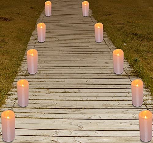 Cxmyke 10" X 4" Outdoor Waterproof Flameless Pillar Candles With Remote Updated Timer Function - Battery Operated Flickering Large Led Candles For Indoor Outdoor Lanterns - Long Lasting, Set Of 2 #TOP5