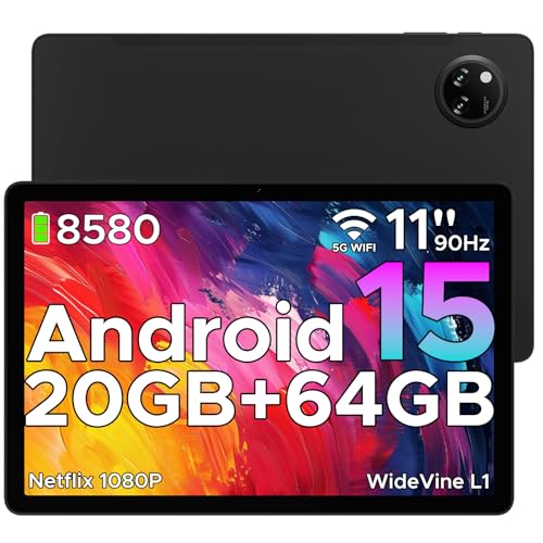 DOOGEE Tab A9+ 11 inch Tablet with 90Hz,8580mAh,20GB+64GB/2TB Octa Core Android Tablet,7.9mm Ultra Thin Gaming Tablets,13MP+5MP,Dual Speakers,Bluetooth 5.0,Face ID,5G WiFi,FM,Widevine L1,GPS