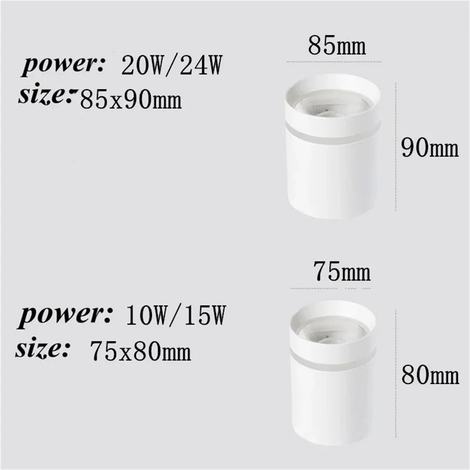 Dimmbare, blendfreie, zylindrische LED-Downlights, 10 W, 15 W, 20 W, 24 W, Deckenstrahler, AC90–260 V, Hintergrundlampen, Innenbeleuchtung(Cold White,15W White)
