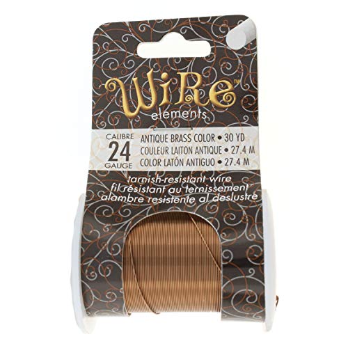 Image of The Beadsmith Wire Elements 24-Gauge Lacquered Tarnish-Resistant Copper Wire for Jewelry Making, 30 Yard, 27.43 Meter Spool (Antique Brass Color)