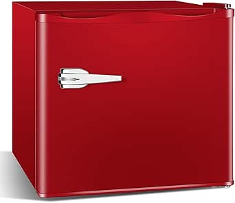 Antarctic Star Mini Upright Freezer -1.2 cu.ft Compact freezer with Removable Shelves and Adjustable Thermostat, for Home/Kitchen/Office(Red)