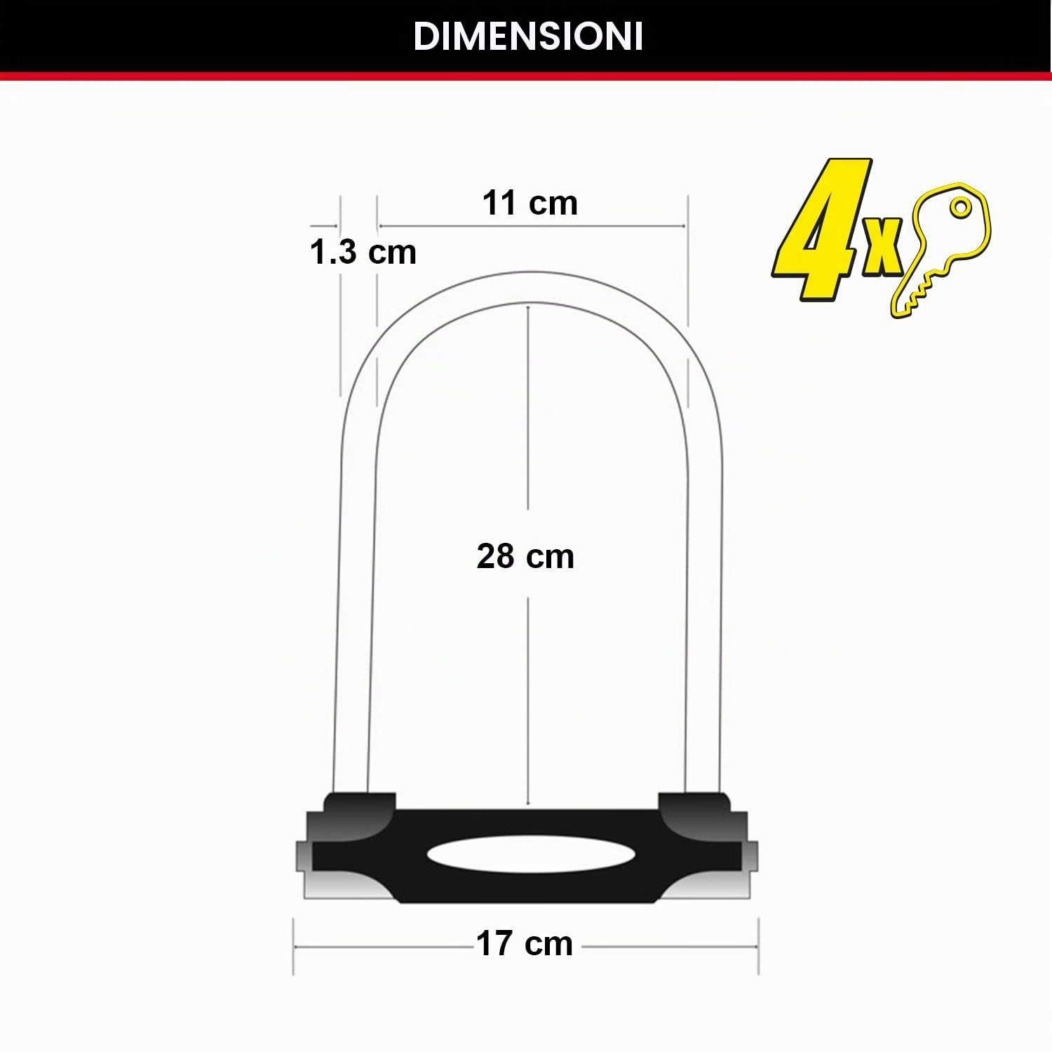 Master Lock Catena Bici U, Chiave, Supporto per il Trasporto, Certificato Antifurto, XL, 8195EURDPROCOLW, Da utilizzare con bici elettriche, da montagna, da strada, pieghevoli