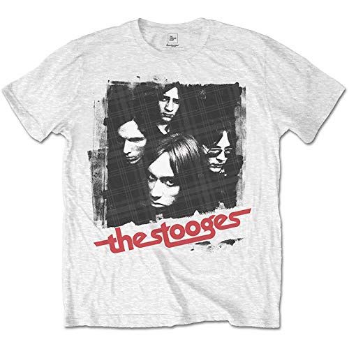 Rock Off officially licensed products Men's Stooges Four Faces Slim Fit T-Shirt White, White, Medium