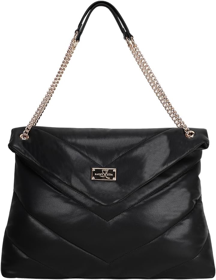 SANDY LISA Cali Shoulder Bag | Stylish Day & Night Tote | Adjustable Chains | Work, Play, Fits up to 14" Laptop