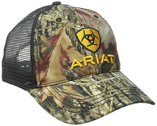 ARIAT Men's Camo Front Black Mesh Hat, Green, One Size