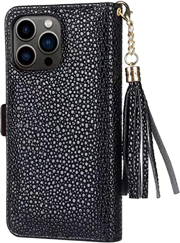 Étui rabat iPhone 13 Pro cuir véritable clapet aimanté Svart - 5