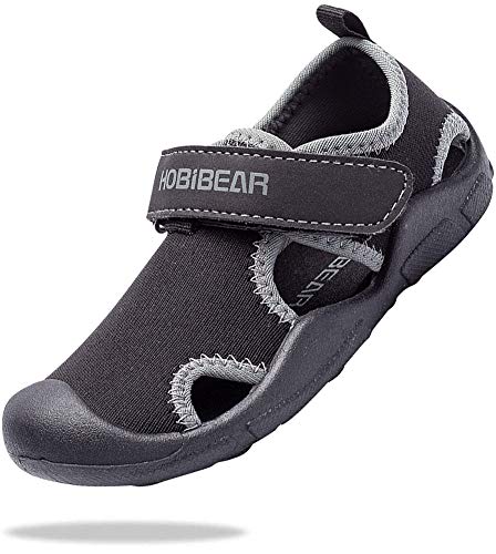 ChayChax Zapatos de Agua para Niños Sandalias con Punta Cerrada de Deportivo Secado Rápido Zapatillas de Playa Piscina Natación, Negro, 23 EU