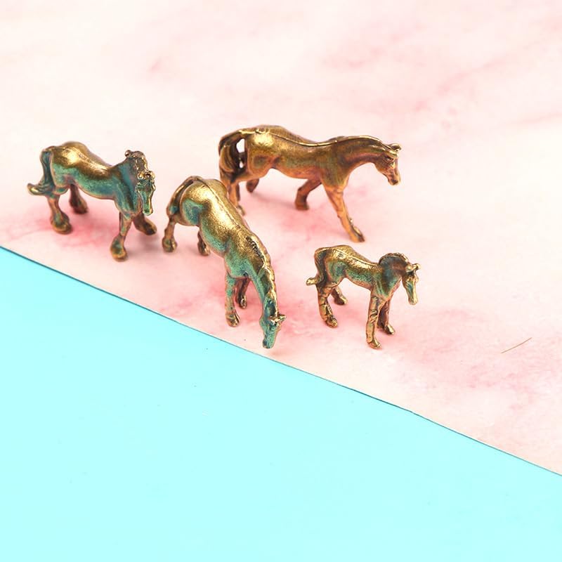 4pcs Mini Copper Alloy Pony Ornaments - Moss Flower Pot Fish Tank Micro Landscape Decorations image 4