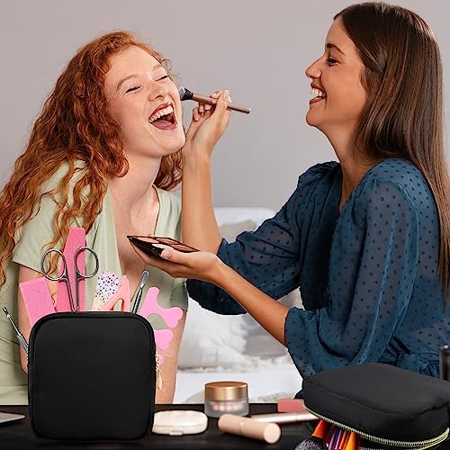 9 Pcs Mini Makeup Bags Bulk Nylon Cosmetic Bags for Purse Travel Bag Pouch Toiletry Organizer Pouches Bag for Women, Small Zipper Pouch Preppy Coin Purse for Custom Birthday Gifts (Black)3