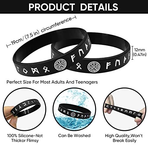 Mealguet 5 Pieces Viking Bracelet For Men : Black Nordic Viking Runes Wristband Bangle Bracelet For Men Women, Silicone Rubber Band Comfort Fit Viking Jewelry,Black #TOP5
