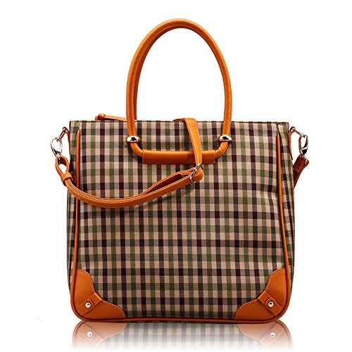 Sac à bandoulière mode décontractée pour femme - Tote bag en toile imprimé écossais