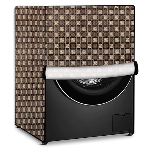 Image of Stylista Washing Machine Cover Compatible for Front Load Bosch WAK20166IN 6.5Kg Traditional Checkered Pattern Brown