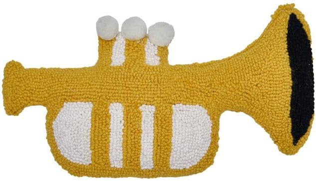 Peking Handicraft Trumpet Louis Blown in Filled Hook Pillow, 16-Inch, Multicolor