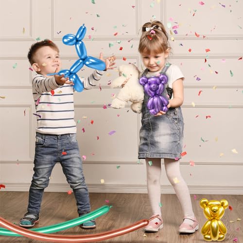 Image of Metallic Multi Long Balloons Premium 260 Twisting Animals Magic Balloons for Birthday Kids Wedding Party Supply 100pcs