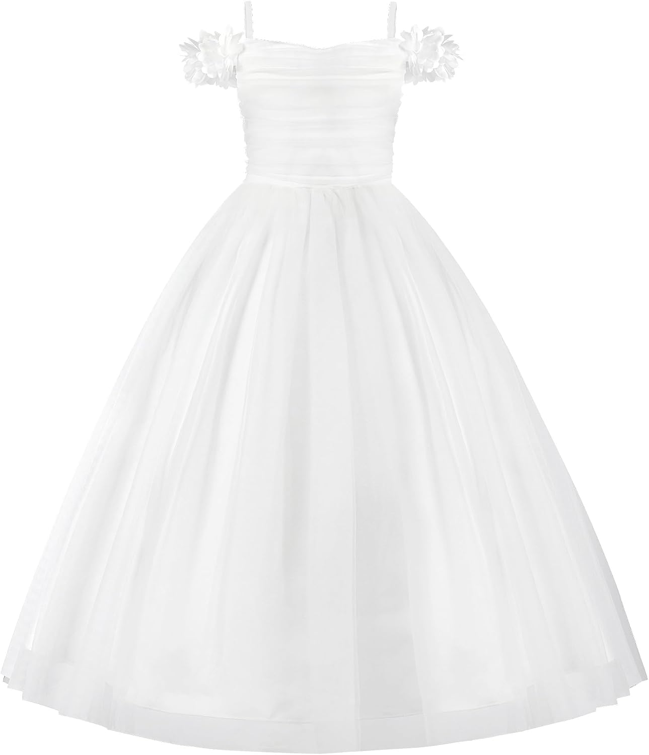 JerrisApparel Flower Girls Off-Shoulder Tulle Dress Wedding Party Pageant Ball Gown