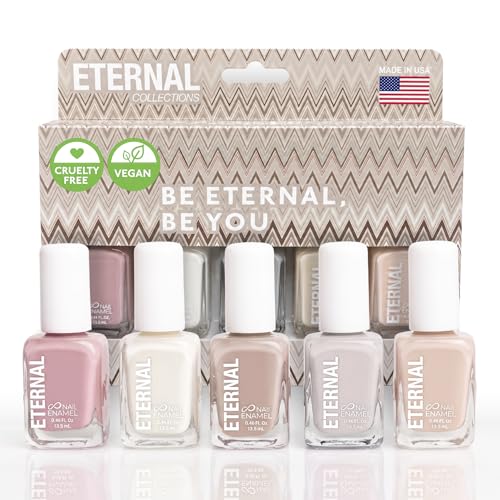 Eternal Pastel Nail Polish Set for Women (CLASSIC ME) - Nude Nail Polish Set for Girls - Lasting & Quick Dry Pink Nail Polish Kit for Home DIY Manicure & Pedicure - Made in USA 13.5mL (Set of 5)