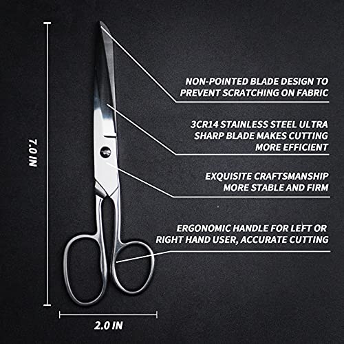 Hohoi Kitchen Fabric Scissors Craft Tailor Scissors For Fabric Cutting Metal Stainless Steel Shears For Sewing School Supplies,Sliver,7 Inches #TOP5