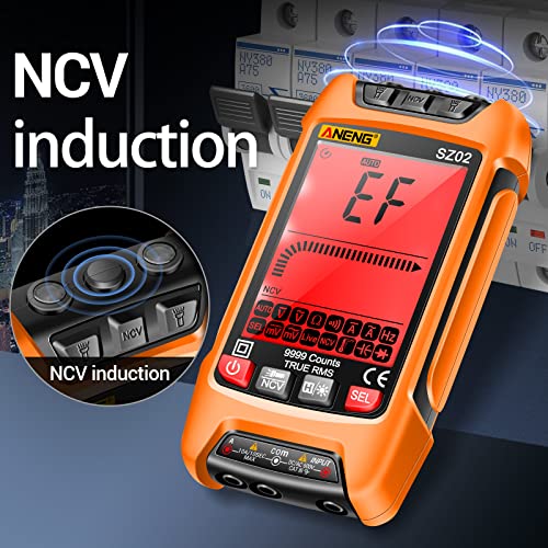 Aneng Digital Multimeter Smart Testers Trms 9999 Counts Anti-Burning Ohm Amp Volt Meter Measures Ncv,Ac/Dc Current/Voltage,Resistance,Continuity,Capacitance,Diodes,Auto-Ranging Electrical Tools #TOP4