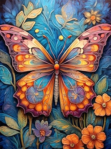 Peinture diamant adulte papillon 90x120cm avec kit complet strass 5D