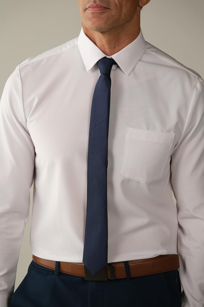 &Collar Camicia da Uomo Slim Fit a Maniche Lunghe Performance, Bianco, L
