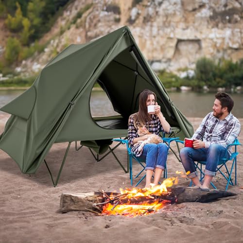 Carpa Camping 2 Personas Tangkula 2 en 1 con Camastro miniatura 2