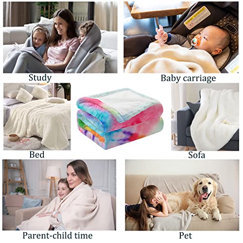 Flannel Fleece Throw Blanket For Kids Teens Adults, Cozy Soft Fleece Plush Throw Blanket Warm Cute Fuzzy Throw Blanket For Couch Bed Sofa, 40X50 Inch (Colorful Tie Dye) #TOP6