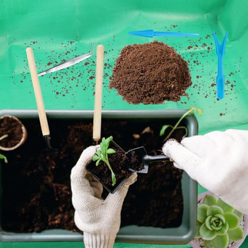 RYAN 2 Stücke Pflanzmatte Umtopfmatte Pflanzenzubehör mit 6 Mini Bonsai Werkzeug 100 x 100 cm Faltbare wasserdichte Verdure Blumenmatte für Gartenarbeit Umtopf Sukkulenten Sämling