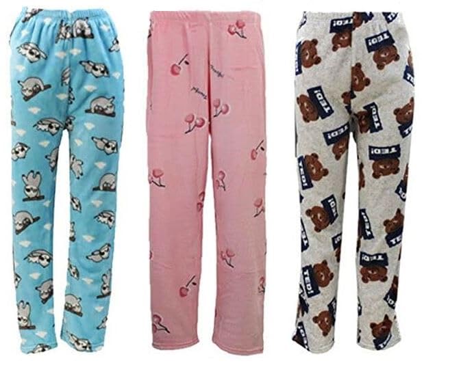 Women woolen soft fleece Printed Pyjama Night Dress Lounge Wear Printed Pyjama for Women and Girls for winterwear-(Pack of 3)-image-36