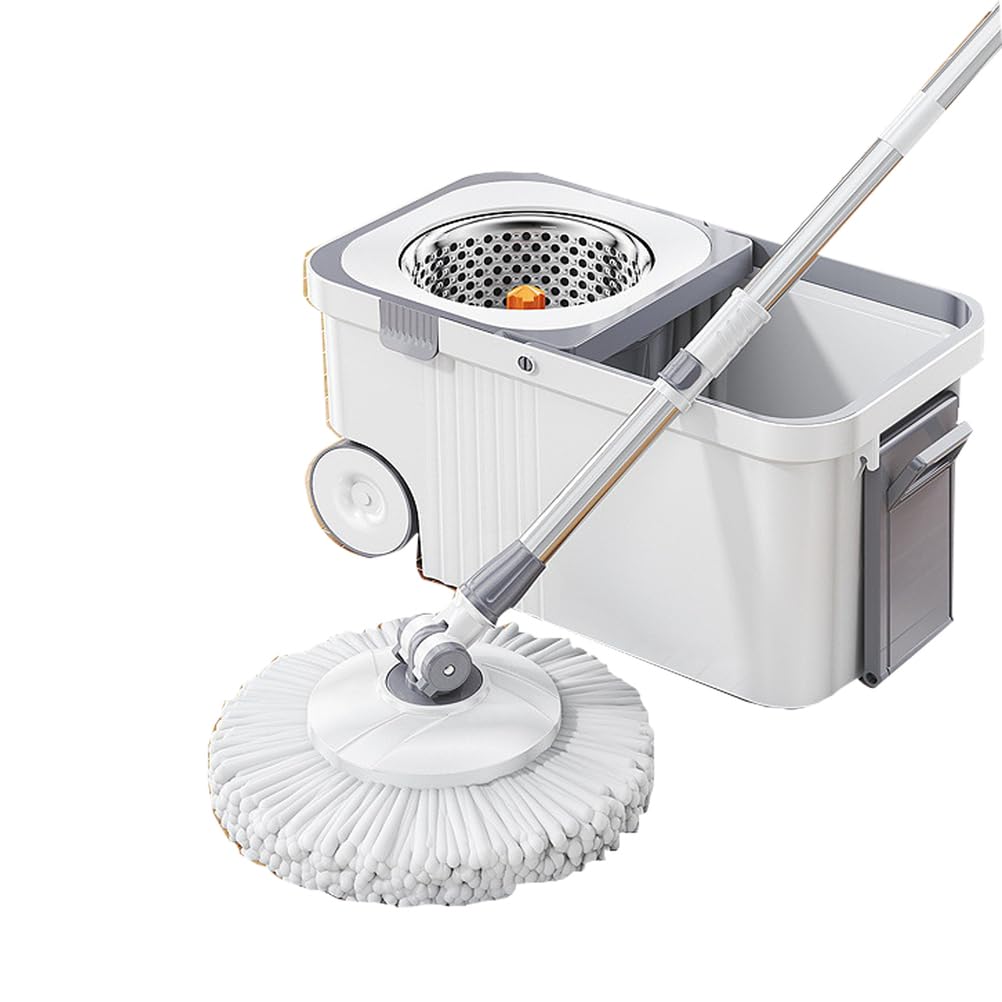 Cubo con fregona giratoria 360° para limpiar sin esfuerzo suelos y azulejos del hogar